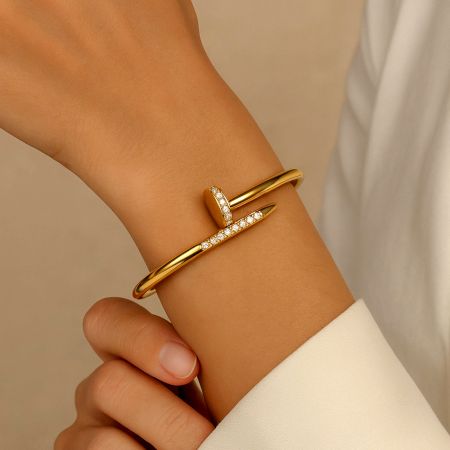 18K Gold Plated Studded Nail Kada Bracelet